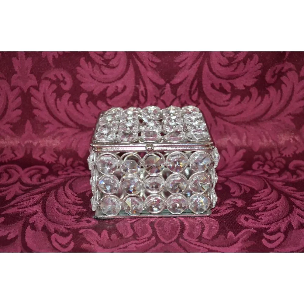 Clear Prism Rhinestone‎ Jewelry Box with Mirror Bottom 3.5
